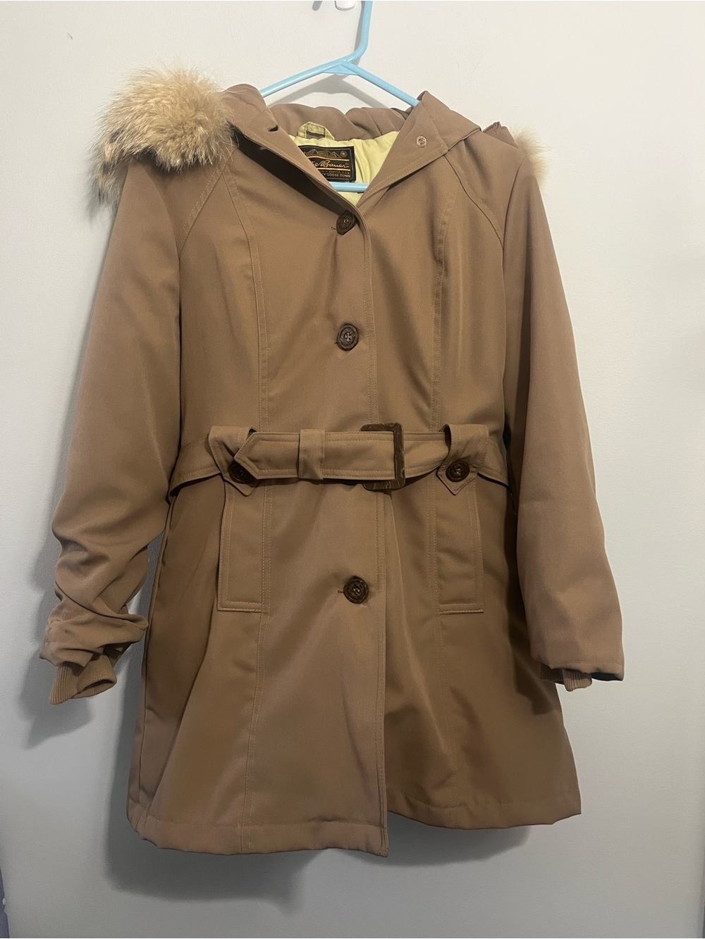 Eddie Bauer Vintage 70’s Women Goose Down Winter Jacket S/M With Faux Fur Trim